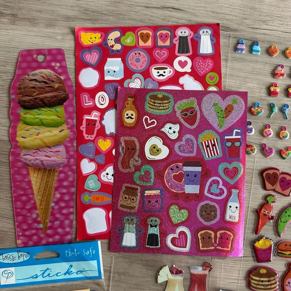 Food Theme Stickers & Lenticular Bookmark for Scrapbook Crafts Collection